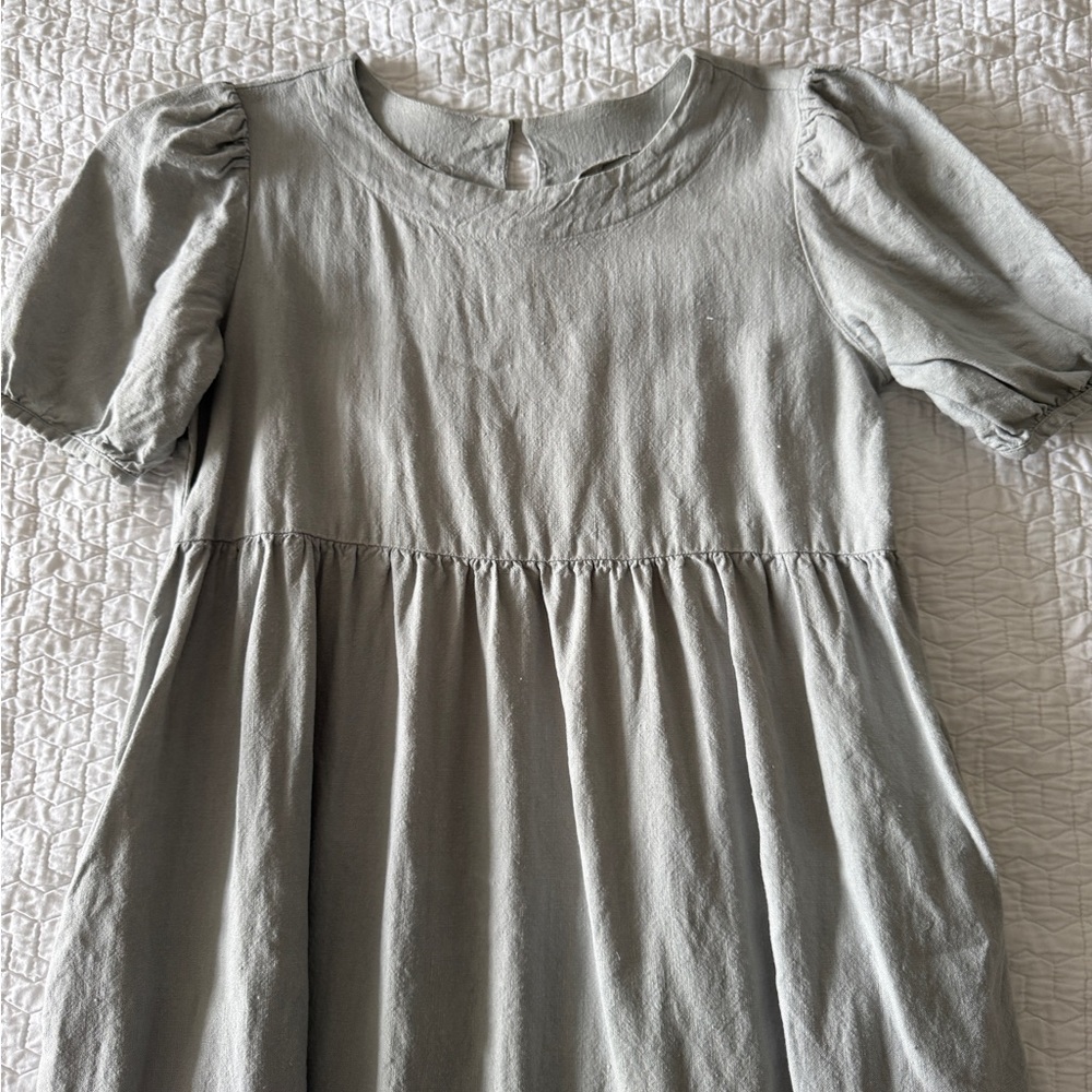 Gray luxe linen empire dress